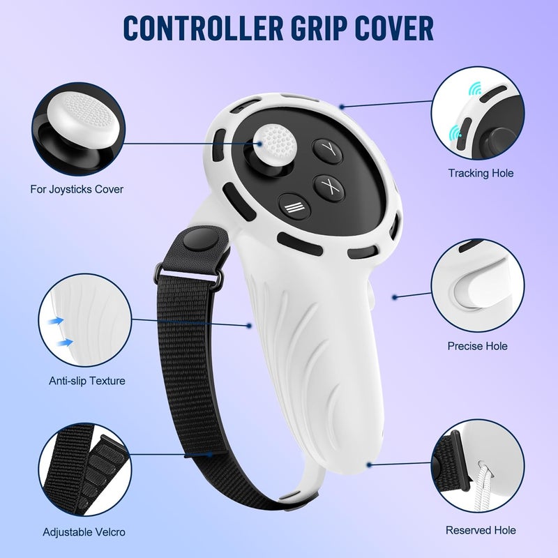ms cleo Silicone Cover Set Compatible with Meta/Oculus Quest 3s Accessories, Silicone Face Cover, Controller Grip Cover, Camera Lens Protector, VR Shell Cover, Protective Lens Cover, Not Fit Quest 3 - Image 5